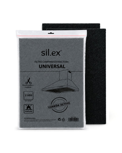 Pack de 2 filtros de carbón activo para campana extractora | Filtro recortable, 57 x 47 cm