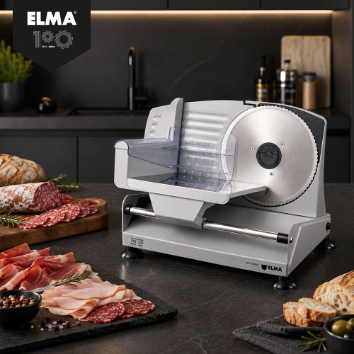 Cortafiambres eléctrica ELMA 200 W con 2 cuchillas de acero inoxidable y corte regulable 0-15 mm