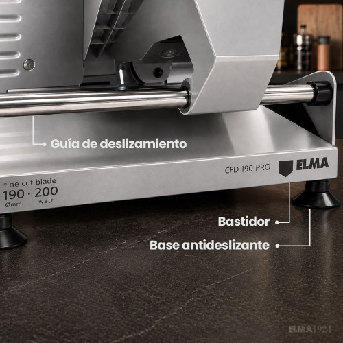 Cortafiambres eléctrica ELMA 200 W con 2 cuchillas de acero inoxidable y corte regulable 0-15 mm