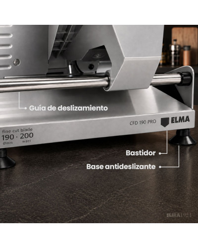 Cortafiambres eléctrica ELMA 200 W con 2 cuchillas de acero inoxidable y corte regulable 0-15 mm