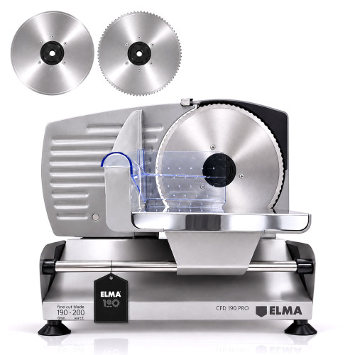 Cortafiambres eléctrica ELMA 200 W con 2 cuchillas de acero inoxidable y corte regulable 0-15 mm
