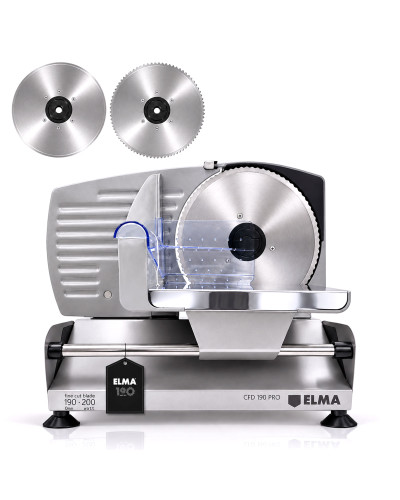 Cortafiambres eléctrica ELMA 200 W con 2 cuchillas de acero inoxidable y corte regulable 0-15 mm