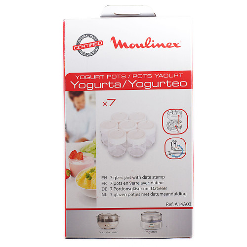Pack 7 tarros para yogurtera Moulinex de 160ml de capacidad